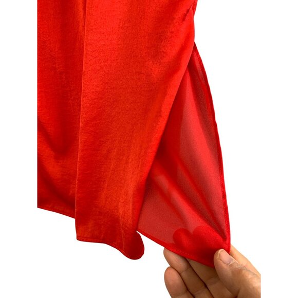 BCBGMAXAZRIA Malia Red Berry Off-Shoulder Dress M Crepe NWT $158 Island Vacay - Picture 12 of 13